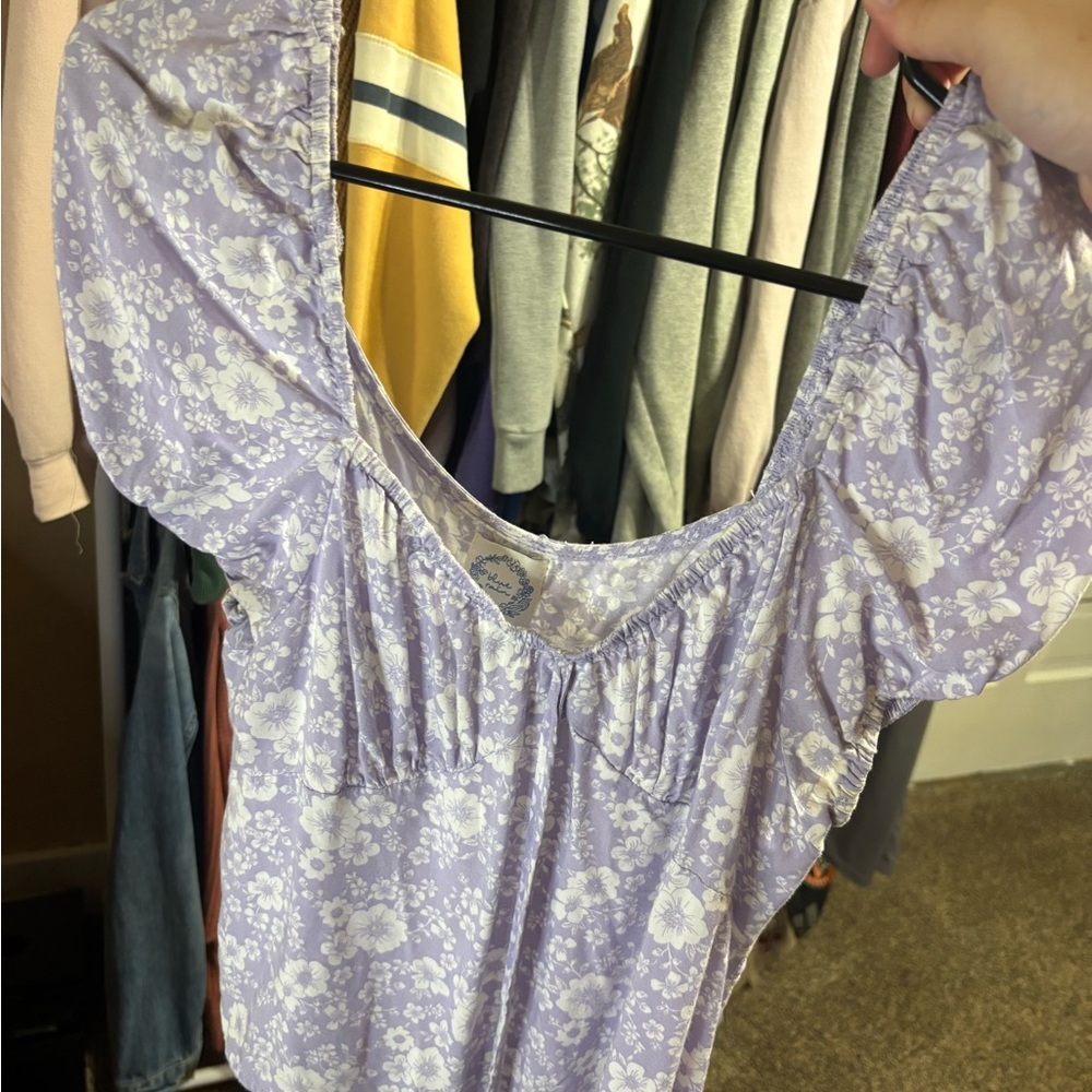 Blue Rain Lavender Floral Blouse